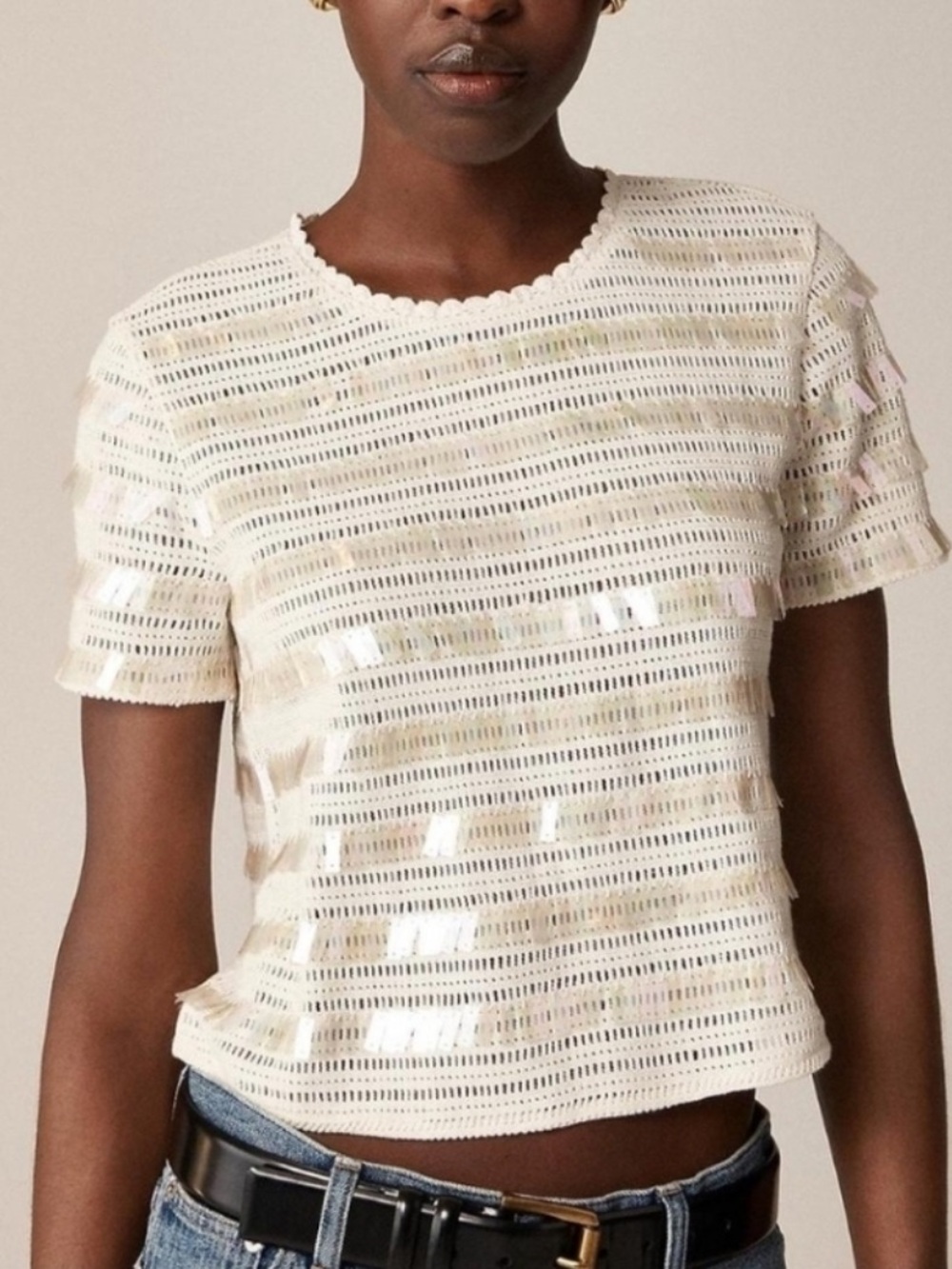J. Crew Crochet Top With Sequins Size S
